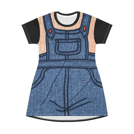 Denim Daydream T-Shirt Dress - Black & Blue Denim