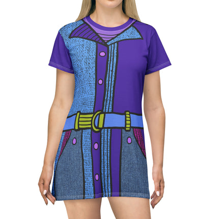 Pop Couture T-Shirt Dress - Blue, Purple & Texture