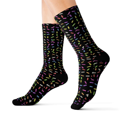 Black Sublimation Socks with Sprinkles