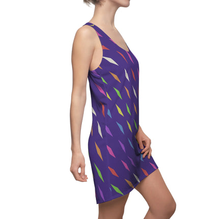 Diamonds Rainbow Pattern Sleeveless Dress - Purple