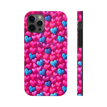 Pink and Blue Harts Patterns Phone Cases