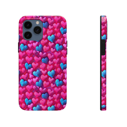 Pink and Blue Harts Patterns Phone Cases