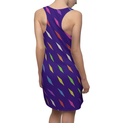 Diamonds Rainbow Pattern Sleeveless Dress - Purple