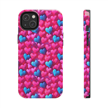 Pink and Blue Harts Patterns Phone Cases