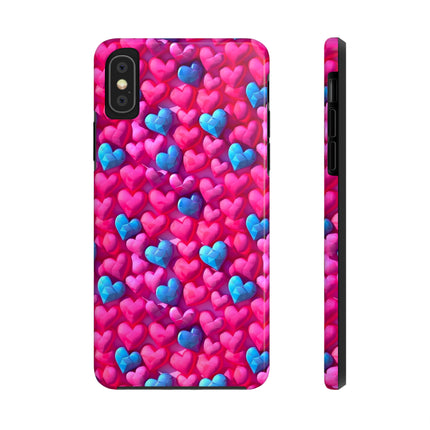 Pink and Blue Harts Patterns Phone Cases