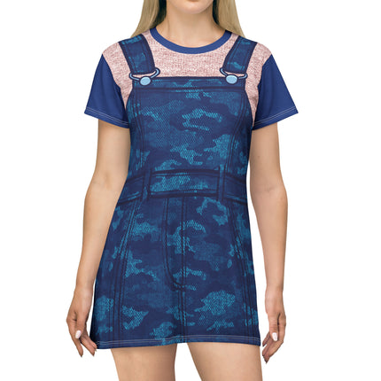 Sky High Overalls T-Shirt Dress - Blue