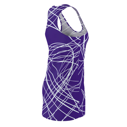 Radical white stripes Pattern Sleeveless Dress - Purple