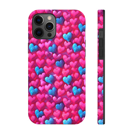 Pink and Blue Harts Patterns Phone Cases