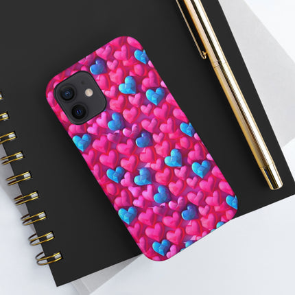 Pink and Blue Harts Patterns Phone Cases