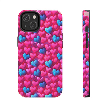 Pink and Blue Harts Patterns Phone Cases