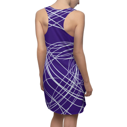 Radical white stripes Pattern Sleeveless Dress - Purple