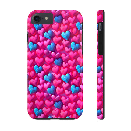 Pink and Blue Harts Patterns Phone Cases