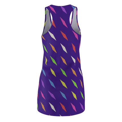 Diamonds Rainbow Pattern Sleeveless Dress - Purple