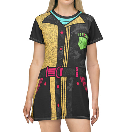 Rock Star Aura T-Shirt Dress - Black, Yellow & Pink