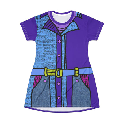 Pop Couture T-Shirt Dress - Blue, Purple & Texture