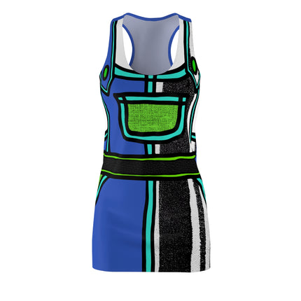 Vibrant Vision Sleeveless Dress - Blue & Pattern Black