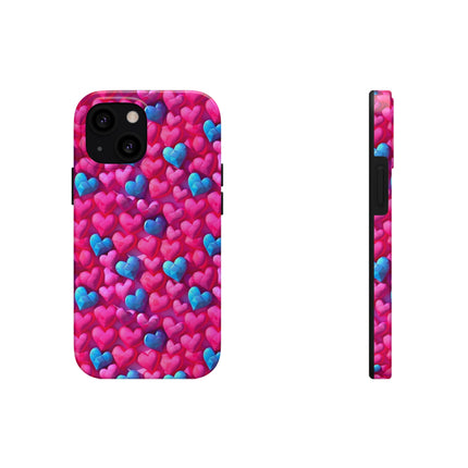 Pink and Blue Harts Patterns Phone Cases