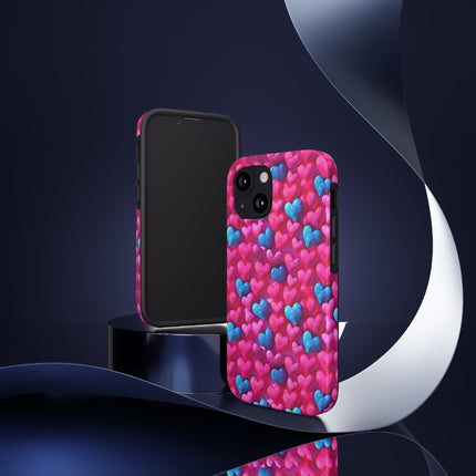 Pink and Blue Harts Patterns Phone Cases