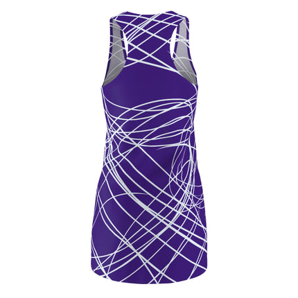 Radical white stripes Pattern Sleeveless Dress - Purple