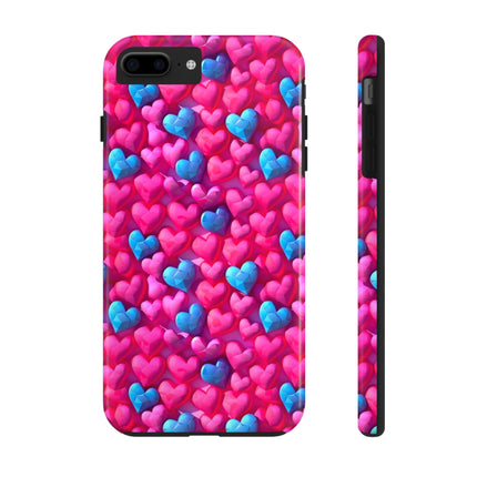 Pink and Blue Harts Patterns Phone Cases