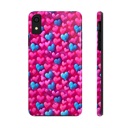 Pink and Blue Harts Patterns Phone Cases