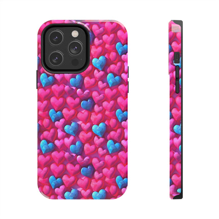 Pink and Blue Harts Patterns Phone Cases