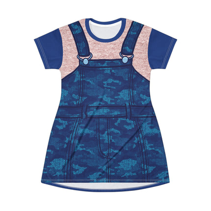 Sky High Overalls T-Shirt Dress - Blue