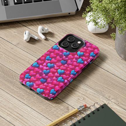 Pink and Blue Harts Patterns Phone Cases