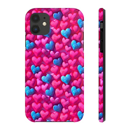 Pink and Blue Harts Patterns Phone Cases