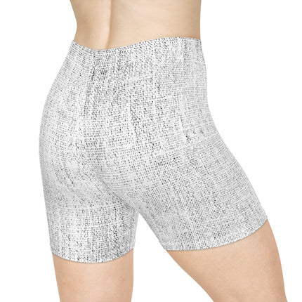 Women's Comfortable Shorts - White Jeans Texture