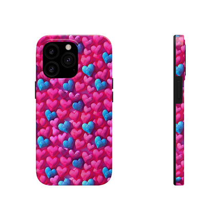 Pink and Blue Harts Patterns Phone Cases