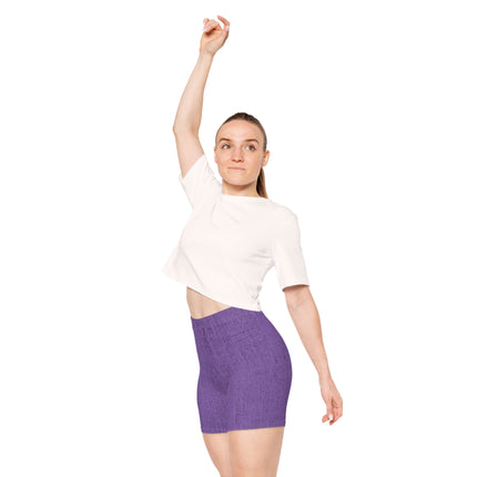 Women's Comfortable Shorts - Purple Jeans Texture