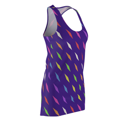 Diamonds Rainbow Pattern Sleeveless Dress - Purple