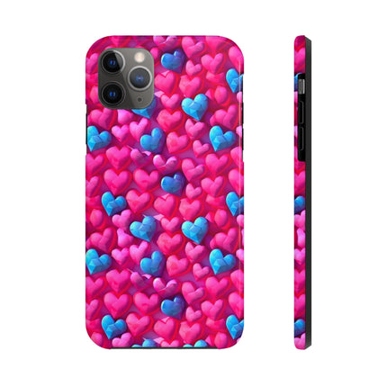 Pink and Blue Harts Patterns Phone Cases