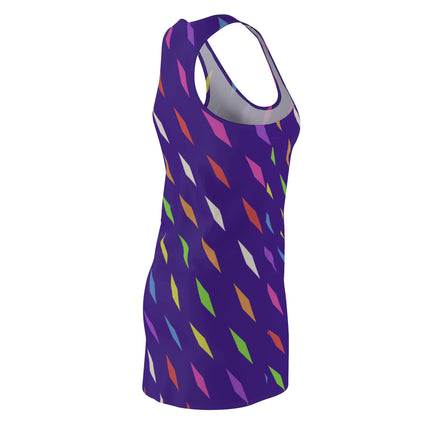 Diamonds Rainbow Pattern Sleeveless Dress - Purple