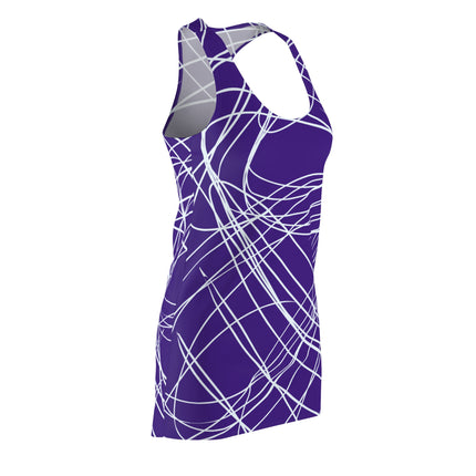 Radical white stripes Pattern Sleeveless Dress - Purple