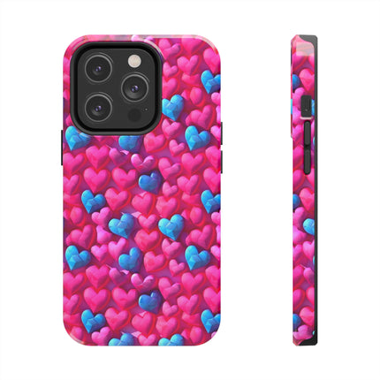 Pink and Blue Harts Patterns Phone Cases