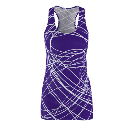 Radical white stripes Pattern Sleeveless Dress - Purple