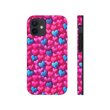 Pink and Blue Harts Patterns Phone Cases