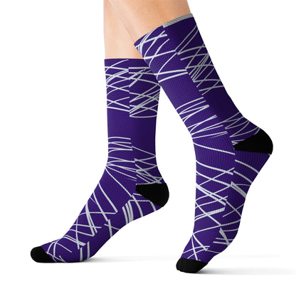 Purple Sublimation Socks with white lines