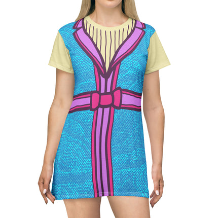 Coat Madame T-Shirt Dress - Blue, Yellow & Pink