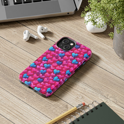 Pink and Blue Harts Patterns Phone Cases