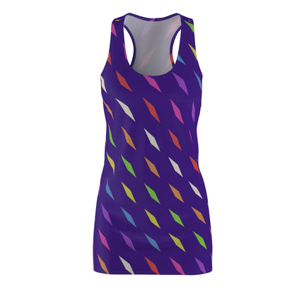 Diamonds Rainbow Pattern Sleeveless Dress - Purple