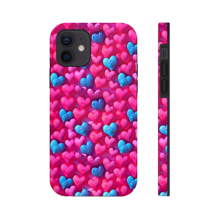 Pink and Blue Harts Patterns Phone Cases