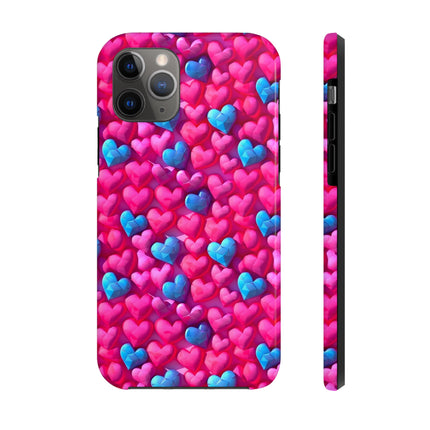 Pink and Blue Harts Patterns Phone Cases