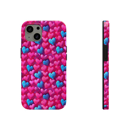 Pink and Blue Harts Patterns Phone Cases