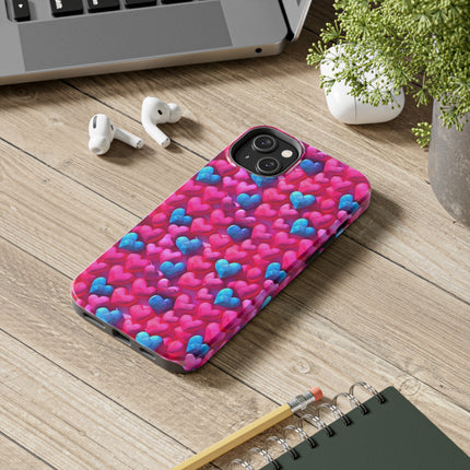 Pink and Blue Harts Patterns Phone Cases