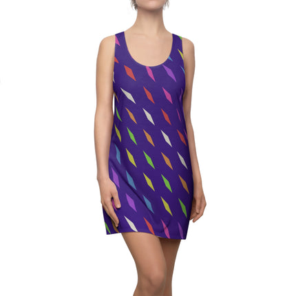 Diamonds Rainbow Pattern Sleeveless Dress - Purple