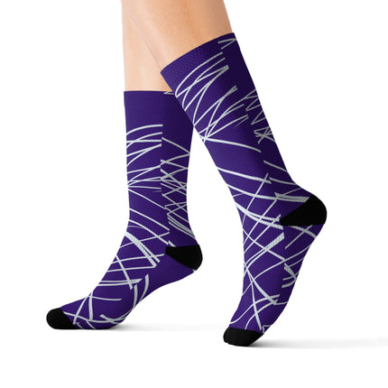 Purple Sublimation Socks with white lines