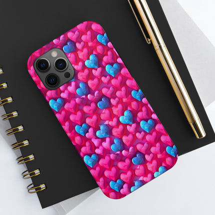 Pink and Blue Harts Patterns Phone Cases